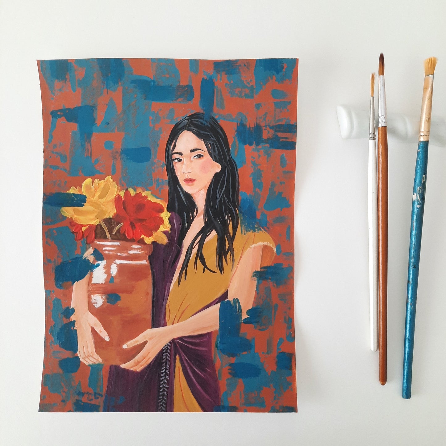 Lady Holding Flowers