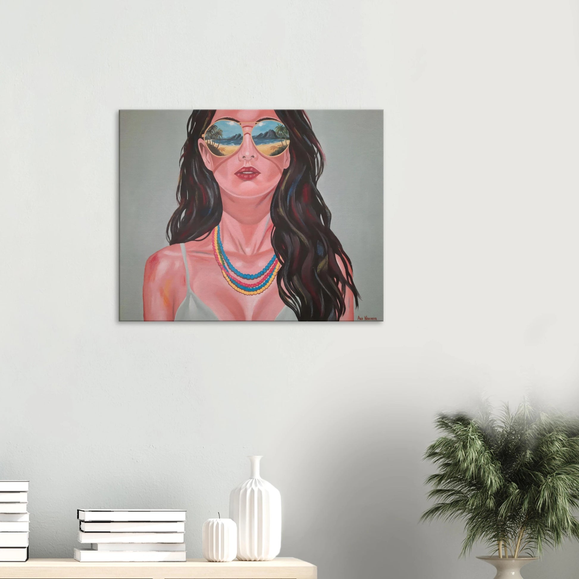 Modern canvas art hanging above a bed for bedroom decor